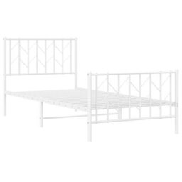 Berkfield Metal Bed Frame Without Mattress With Footboard White 90X200Cm - thumbnail 4