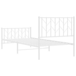 Berkfield Metal Bed Frame Without Mattress With Footboard White 90X200Cm - thumbnail 7