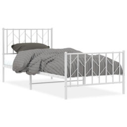 Berkfield Metal Bed Frame Without Mattress With Footboard White 90X200Cm - thumbnail 2