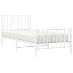Berkfield Metal Bed Frame Without Mattress With Footboard White 90X200Cm - thumbnail 3