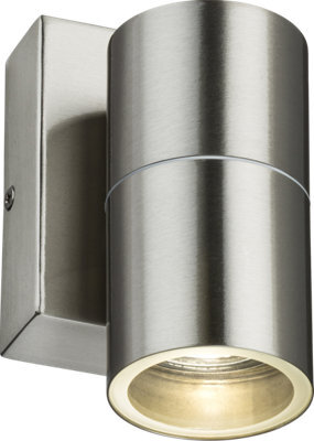 Luminosa Lighting Luminosa Gu10 Fixed Single Wall Light With Photocell Sensor - Brushed Chrome 230V Ip54 20W - image 1