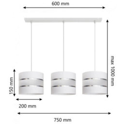 Luminosa Lighting Luminosa Helen Straight Bar Pendant Ceiling Light White, Silver 65Cm - thumbnail 2