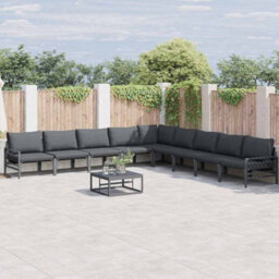Berkfield Modern Garden Sofa Set 10 Pcs Anthracite Steel - thumbnail 2