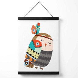 Artze Wall Art Owl Tribal Animal Art Print With Black Frame Size: A4 - thumbnail 1