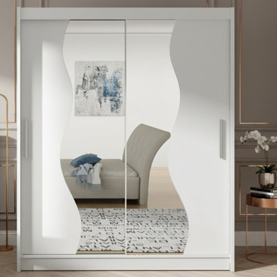Westa S Sliding Door Wardrobe With Mirrors On The Fronts White - image 1