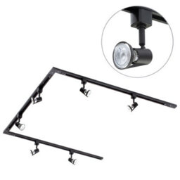 Litecraft Harlem Black 6 Head 3M U Shape Kitchen Track Light With Led Bulbs