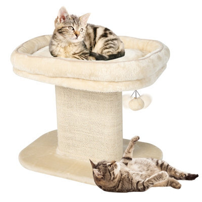 Costway 2 Tier Cat Tree Tower Stand Carpeted Natural Sisal Climbing Tower Play Center - image 1