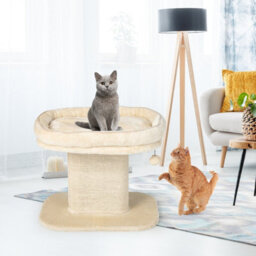 Costway 2 Tier Cat Tree Tower Stand Carpeted Natural Sisal Climbing Tower Play Center - thumbnail 8