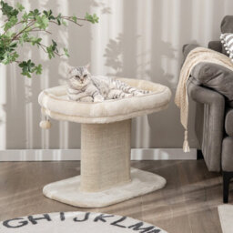 Costway 2 Tier Cat Tree Tower Stand Carpeted Natural Sisal Climbing Tower Play Center - thumbnail 7