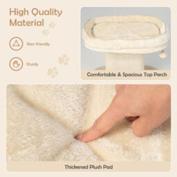 Costway 2 Tier Cat Tree Tower Stand Carpeted Natural Sisal Climbing Tower Play Center - thumbnail 4