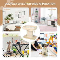 Costway 2 Tier Cat Tree Tower Stand Carpeted Natural Sisal Climbing Tower Play Center - thumbnail 9