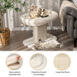 Costway 2 Tier Cat Tree Tower Stand Carpeted Natural Sisal Climbing Tower Play Center - thumbnail 6