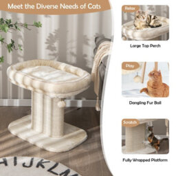 Costway 2 Tier Cat Tree Tower Stand Carpeted Natural Sisal Climbing Tower Play Center - thumbnail 3