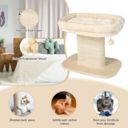 Costway 2 Tier Cat Tree Tower Stand Carpeted Natural Sisal Climbing Tower Play Center - thumbnail 5