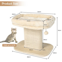 Costway 2 Tier Cat Tree Tower Stand Carpeted Natural Sisal Climbing Tower Play Center - thumbnail 2