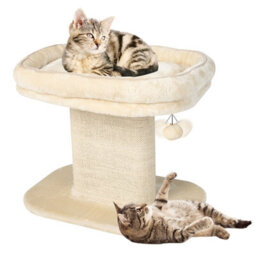 Costway 2 Tier Cat Tree Tower Stand Carpeted Natural Sisal Climbing Tower Play Center - thumbnail 1