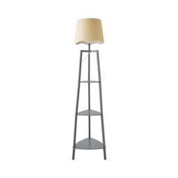 Valuelights Hiru Grey 3 Tier Shelf Floor Lamp With White Trim Scallop Shade - thumbnail 6