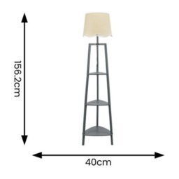 Valuelights Hiru Grey 3 Tier Shelf Floor Lamp With White Trim Scallop Shade - thumbnail 9