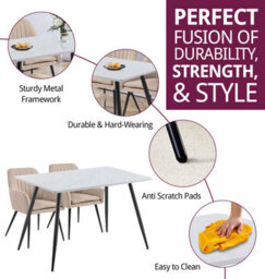 Hallowood Furniture Cullompton Rectangular Dining Table (1.2M) With 4 Light Brown Fabric Chairs - thumbnail 2