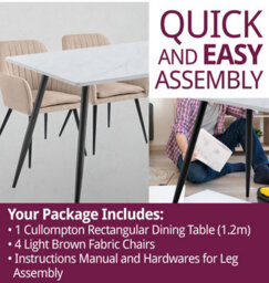 Hallowood Furniture Cullompton Rectangular Dining Table (1.2M) With 4 Light Brown Fabric Chairs - thumbnail 7