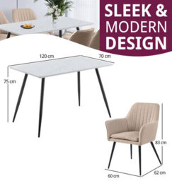 Hallowood Furniture Cullompton Rectangular Dining Table (1.2M) With 4 Light Brown Fabric Chairs - thumbnail 3