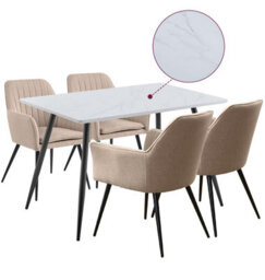 Hallowood Furniture Cullompton Rectangular Dining Table (1.2M) With 4 Light Brown Fabric Chairs - thumbnail 8