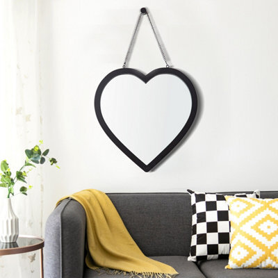 Aspect Furniture Hanging Heart Mirror/decorative Vanity Mirror (Black, 44.5 X 44.5 Cm) - image 1