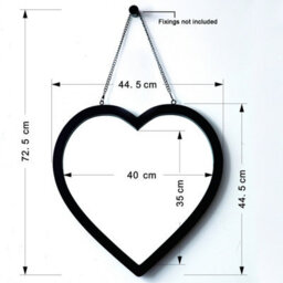 Aspect Furniture Hanging Heart Mirror/decorative Vanity Mirror (Black, 44.5 X 44.5 Cm) - thumbnail 7