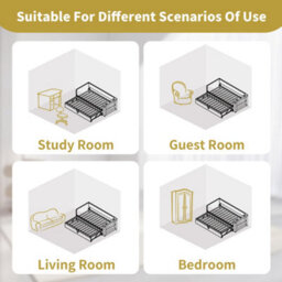 Matteo Grey Linen Upholstered Daybed With Pull-Out Trundle, 3Ft Single Sofa Guest Bed With Usb/type-C Charging & Cup Holders - thumbnail 6