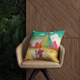 Warren Reed Designer Purple Bear On A Beach Holiday Outdoor Cushion 45Cm X 45Cm - thumbnail 2