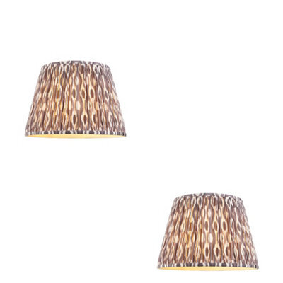 Loops Elegant Set Of 2 Handcrafted 40Cm Pearl Grey Tapered Cylinder Lamp Shades - image 1