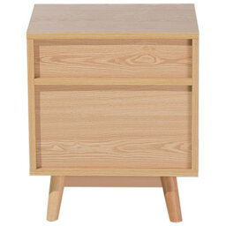 Wyld And Coco Nordicnest Bedside Table Light Brown, Two Drawers And Open Shelf, W40 X D30 X H48Cm - thumbnail 6