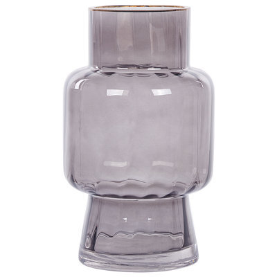 Beliani Flower Vase Megalo Glass 26 Cm Grey - image 1