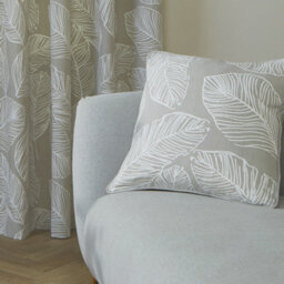 Fusion Matteo Natural Hand Drawn Leaf Print 100% Cotton Filled Cushion - thumbnail 2