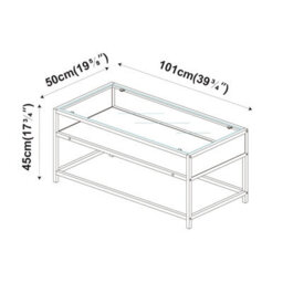 Urbn-Living Urbnliving Height 45Cm White Ash Colour Glass Display Top Coffee Table With Steel Frame Reversible Wooden Storage Shelf - thumbnail 5