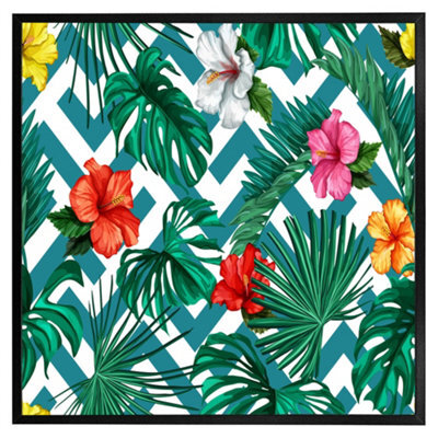 "Andrew Lee Tropical Leaves & Geometrics (Picutre Frame) / 12X12"" / Brown" - image 1