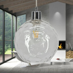 Set Of 2 Clear Dimpled Glass Globe Easy Fit Pendant Shades Ceiling Lightshades - thumbnail 3