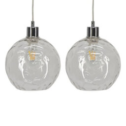 Set Of 2 Clear Dimpled Glass Globe Easy Fit Pendant Shades Ceiling Lightshades - thumbnail 1