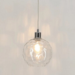 Set Of 2 Clear Dimpled Glass Globe Easy Fit Pendant Shades Ceiling Lightshades - thumbnail 4
