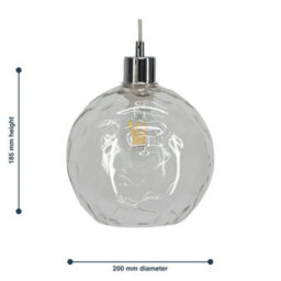 Set Of 2 Clear Dimpled Glass Globe Easy Fit Pendant Shades Ceiling Lightshades - thumbnail 2