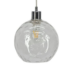 Set Of 2 Clear Dimpled Glass Globe Easy Fit Pendant Shades Ceiling Lightshades - thumbnail 6