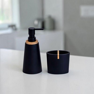 Showerdrape Sonata Black Bathroom Accessory Set - Soap Dispenser & Toothbrush Holder - image 1