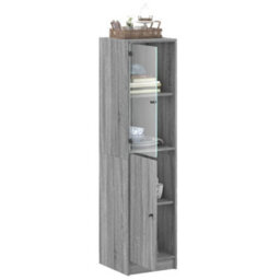 Berkfield Highboard With Glass Door Grey Sonoma 35X37X142 Cm - thumbnail 5