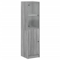Berkfield Highboard With Glass Door Grey Sonoma 35X37X142 Cm - thumbnail 2