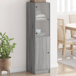 Berkfield Highboard With Glass Door Grey Sonoma 35X37X142 Cm