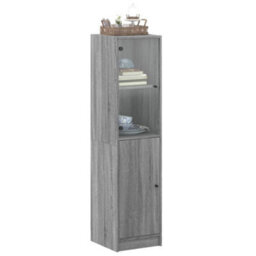 Berkfield Highboard With Glass Door Grey Sonoma 35X37X142 Cm - thumbnail 4