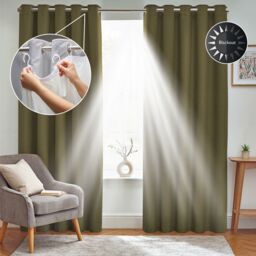 Furn. Blackout Eyelet Curtain Lining Pair, (L) 112Cm X (W) 124Cm - thumbnail 3