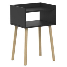 Taylor & Brown Black Bedside Table Nightstand, Open Shelf Side Table With Storage, Tall End Table For Bedroom, Kids & Living Room - thumbnail 5