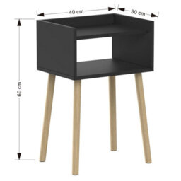 Taylor & Brown Black Bedside Table Nightstand, Open Shelf Side Table With Storage, Tall End Table For Bedroom, Kids & Living Room - thumbnail 7
