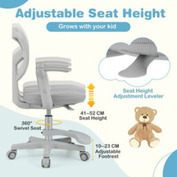 Gainoom Kids Grey Desk Chair Children Study Chair W/adjustable Height - thumbnail 8